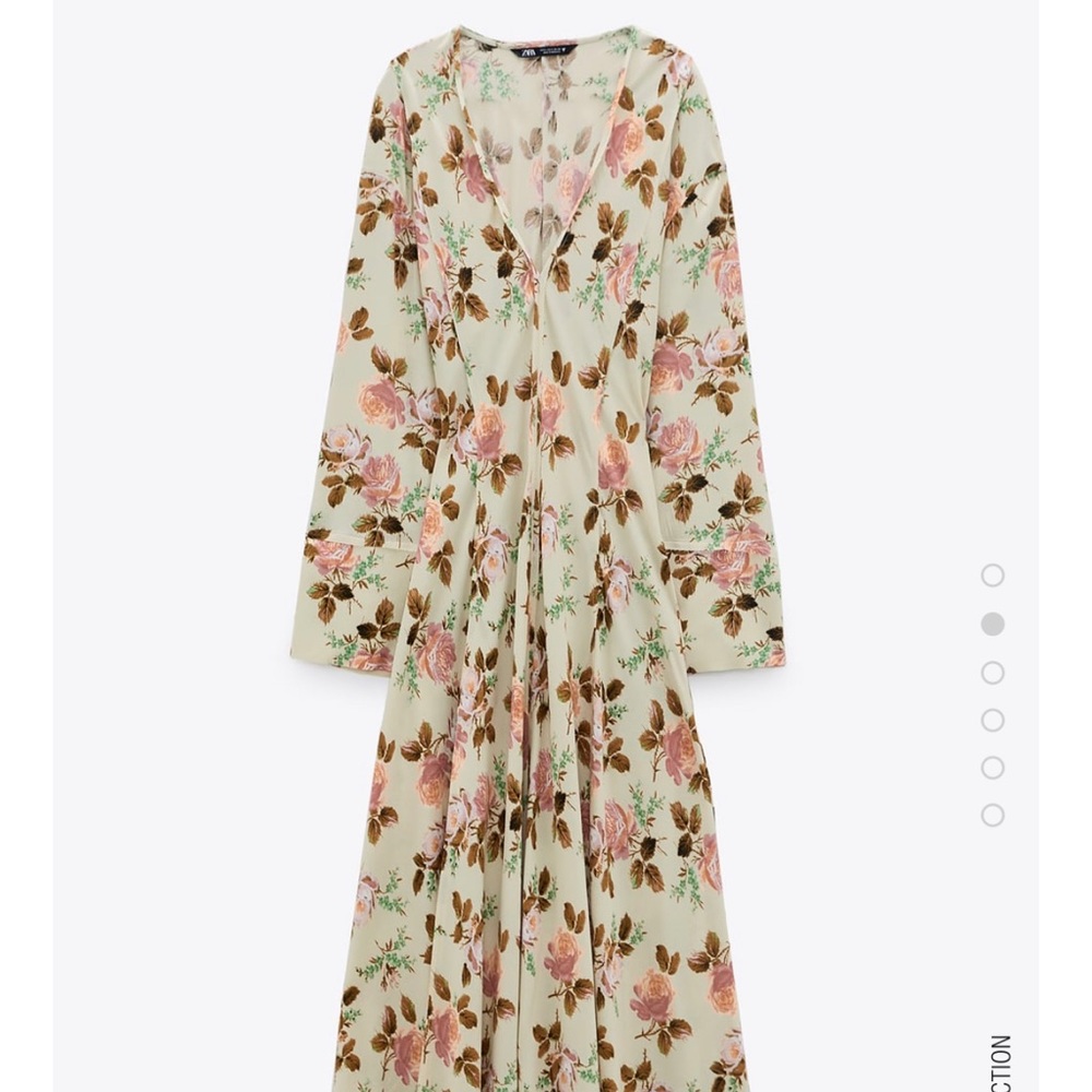 Zara Cream Floral Print Dress XS And M - Picture 4 of 9